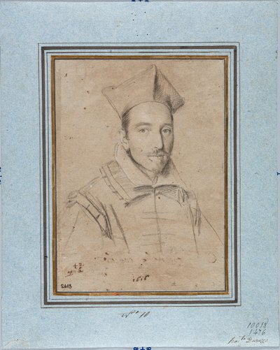 枢機卿フランチェスコ・マリア・ブルボン・デル・モンテ・サンタ・マリア（1549-1627）の肖像 オッタヴィオ・レオーニ（1578-1630）のデッサン 1616 Genes, Musei di Strada Nuova, Fondo Disegni, inv 2418 作： Ottavio Mario Leoni
