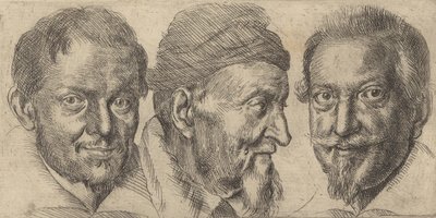 おそらくカミロ・グラフィック、エルコレ・ペデモンテ、アントニを表す3つの肖像画. 1620-30。 作： Ottavio Mario Leoni