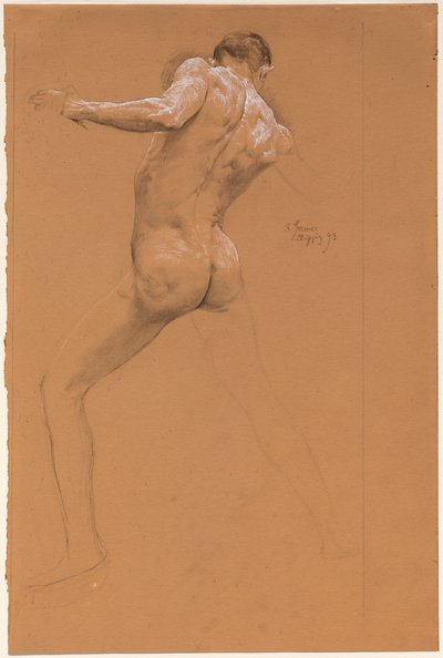 後ろから立っている男性ヌード 作： Otto Greiner