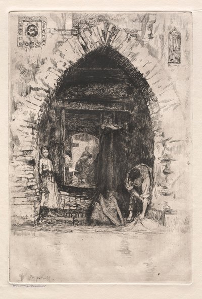 ベニスのエッチング：ランドリー、1881年。 作： Otto H. Bacher