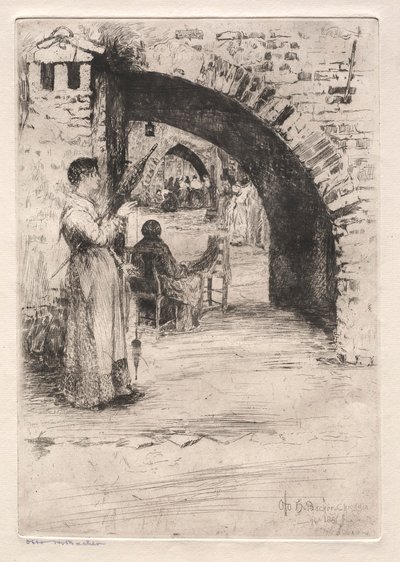 ベニスのエッチング：ネットメーカー、1881年。 作： Otto H. Bacher
