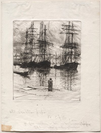 3隻の船、ヴェネツィア、1880年。 作： Otto H. Bacher
