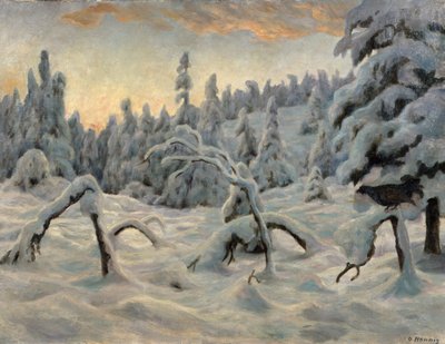 降雪後のトウヒ林 作： Otto Henning