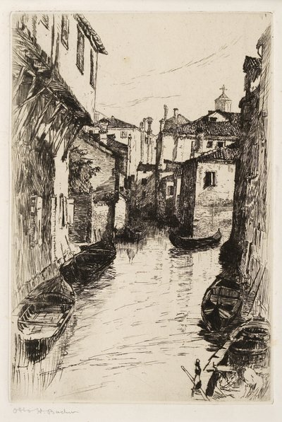 ヴェネツィアの運河 1880年～82年頃 （銅版画 作： Otto Henry Bacher