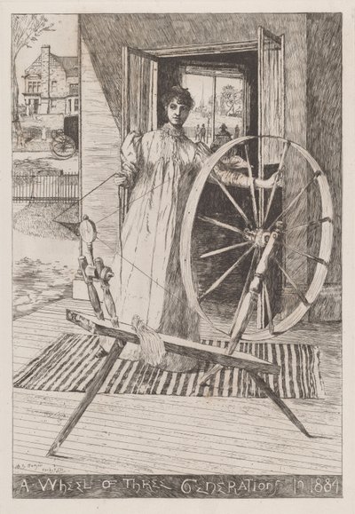 糸車で、c。 1884年。 作： Otto Henry Bacher