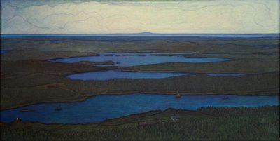 森と湖の上、1908 作： Otto Hesselbom