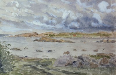 海と風景のスケッチ（紙に水彩と鉛筆） 作： Otto Ludvig Sinding