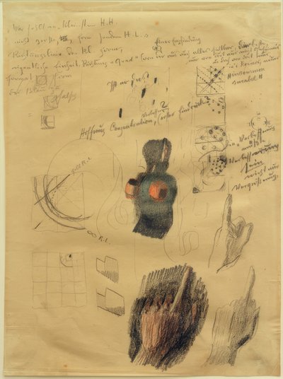 手をつなぐ上での構成と手の研究を含むスケッチシート（回答） 作： Otto Meyer Amden