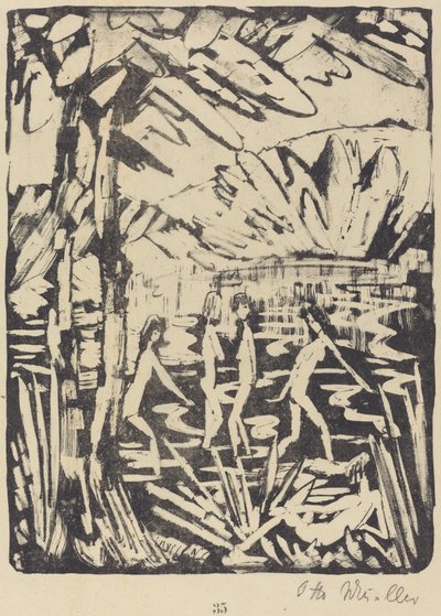 森の池の5人の少女 (Funf Madchen am Waldteich) 作： Otto Müller