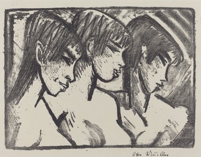 プロフィールの 3 人の女の子 作： Otto Müller