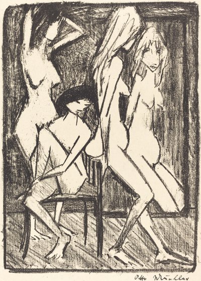 鏡の前の三人の少女 作： Otto Müller