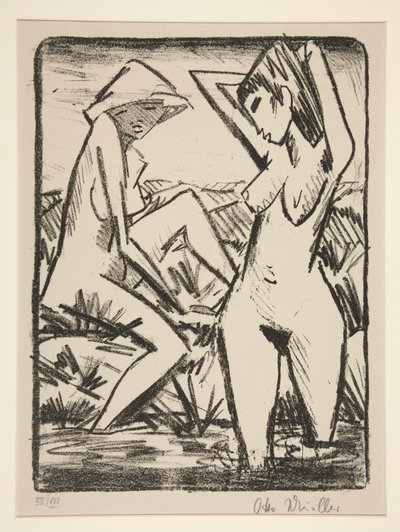 2 人の女性の入浴 作： Otto Mueller