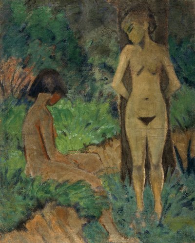 木陰の海水浴客 1925年頃 キャンバスに膠絵の具 作： オットー・ミュラーまたはミュラー