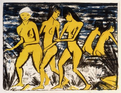 水の5つの黄色のヌード; Funf Gelbe Akte am Wasser 作： Otto Mueller