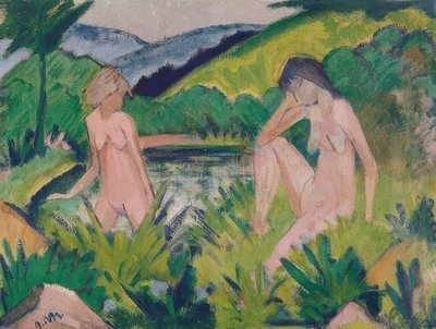 水辺の少女たち（水辺の二人の少女たち）。 1926 作： Otto Mueller