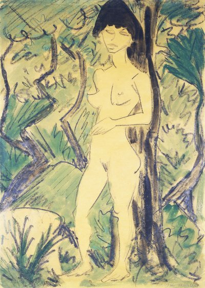森の中のヌード; Akt im Wald、c.1922-1923 作： Otto Mueller
