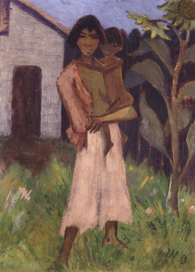 子供と一緒に立っているジプシー;子供と一緒に立っているジプシー、1927年 作： Otto Mueller