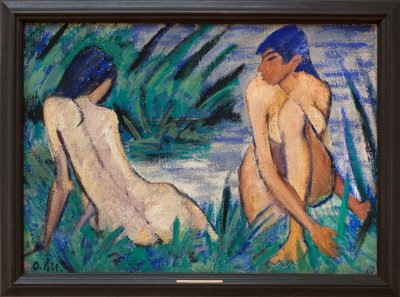 葦の2人の女の子。オットー・ミュラーの絵画 作： Otto Mueller