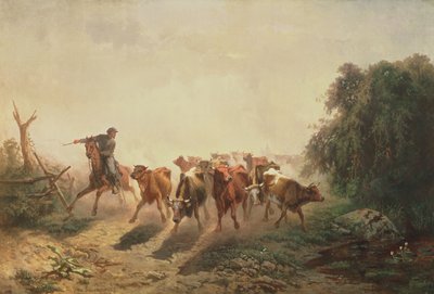 軍のための牛とのユニオン・ドローバー、1860 作： Otto Sommer