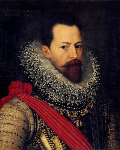 パルマ公爵、オランダ総督（1545-1592）、コンドッティエール・アレキサンダー（アレッサンドロ）・ファルネーゼの肖像 オクタヴィウス・ヴァン・ヴェーン（またはヴェーニウス、ヴェニウス）（1556-1629）による絵画 1585年頃 Sun.0.58 X 0.48 m ブリュッセル王立美術館 作： Otto van Veen