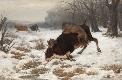 牛がオオカミに襲われる 作： Otto von Thoren