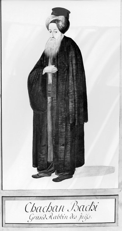 イスタンブルの首席ラビ、チャチャン・バチ , 1790年頃 （紙に水彩 作： Ottoman School