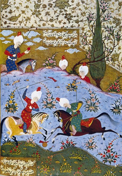 ポロを演奏する王子、Divan-i Nevaiのイラスト、Ali Sir Nevaiによる詩の収集 作： Ottoman School