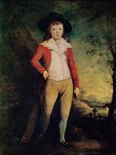 クリケットのバットを持つウィリアム・スワードの肖像、c.1788-91 作： Ozias Humphry