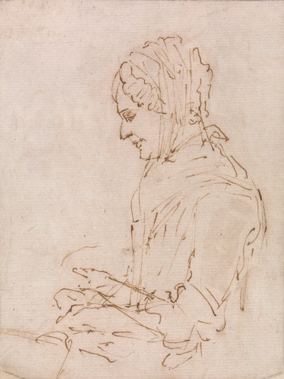 アーティストの母の裁縫の研究 作： Ozias Humphry