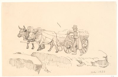 牛車の横を歩く農夫 作： P.C. Skovgaard