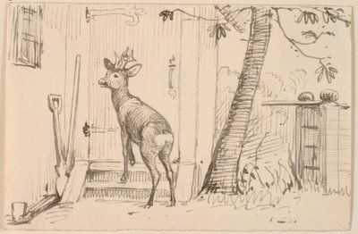 ドアの前の鹿 作： P.C. Skovgaard
