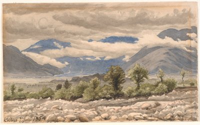 曇りの天気でイタリアの山の風景 作： P.C. Skovgaard