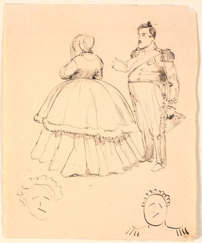 フレデリック 7 世とダナー伯爵夫人の似顔絵。 以下、クリスチャン8世による。 作： P.C. Skovgaard