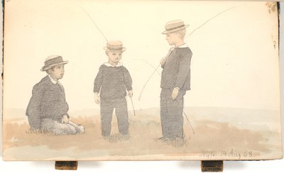 麦わら帽子の男の子3人 作： P.C. Skovgaard