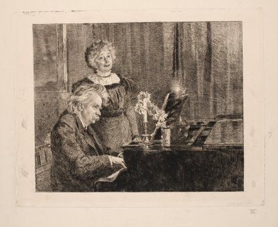ピアノを弾くエドヴァルドとニーナ・グリーグ 作： Peder Severin Krøyer