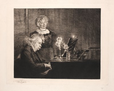 ピアノを弾くエドヴァルドとニーナ・グリーグ 作： Peder Severin Krøyer