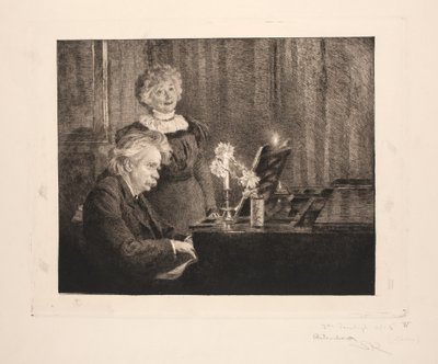 ピアノを弾くエドヴァルドとニーナ・グリーグ 作： Peder Severin Krøyer