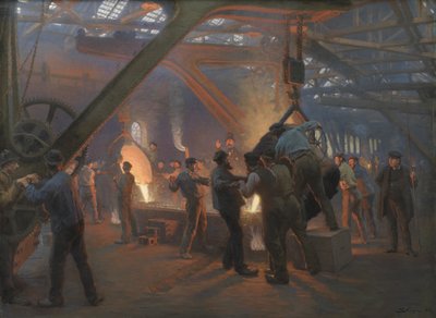 鉄の鋳造所、バーマイスターとウェイン 作： Peder Severin Krøyer