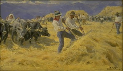 アブルッツィでの脱穀。 アンティーノ市 作： Peder Severin Krøyer