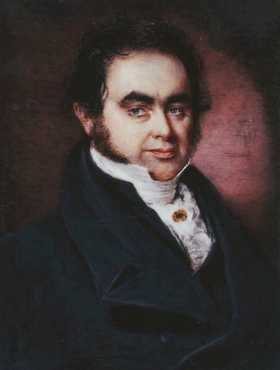ナビゲーターの肖像、ジェームズ・ウェンデル（1787-1834）、バストの長さ、青いコートと白いストック 作： P. G. Dodd