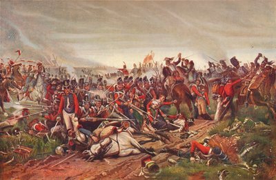 フランスの胸甲騎兵がウォータールーの戦いでイギリスの歩兵広場に突撃している、1815 1906 作： P Jazet