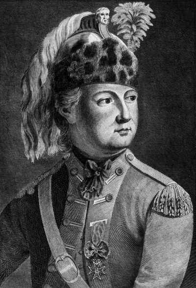 エオンの騎士（1728-1810）フランスの王のための秘密工作員、彼はよく女装していた、エングレービング 作： P. Jean Baptiste Bradel