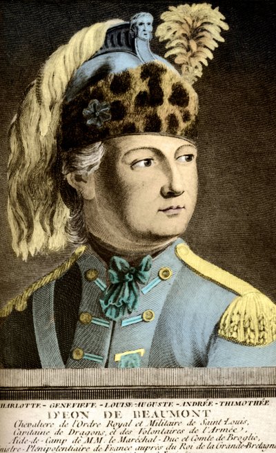 秘密工作員であった騎士チャールズ・デオン・ド・ボーモン（1728-1810）の肖像。 作： P. Jean Baptiste Bradel