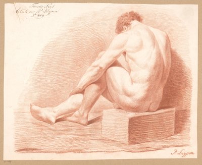 後ろから見た着席男性裸体 (2等賞 1809) 作： P. Luypen