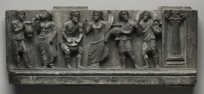 バッカナリアンレリーフ、パキスタン、ガンダーラ、ブナー地域、クシャン時代初期（AD1-320）（片岩 作： Pakistani School