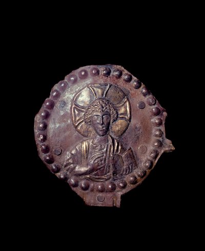 キリストへの祝福（メダイヨンのレリーフ、5～6世紀 作： Paleo Christian