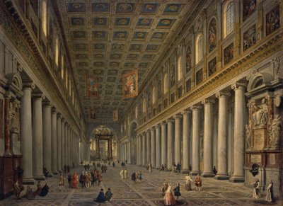 ローマのサンタ マリア マッジョーレ宮殿の内部、1750 年代。 作： Pannini