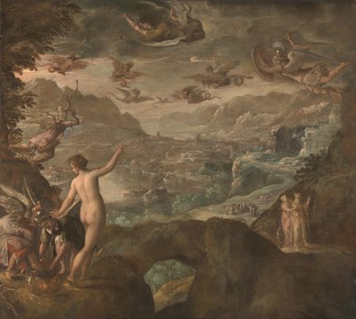 ハーピーの追放のある風景、1590年頃 作： Paolo Fiammingo