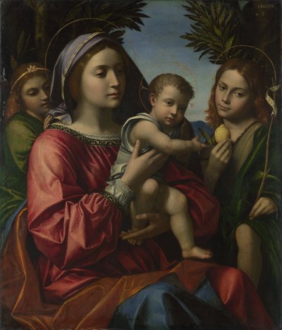 バプテストと天使を持つ聖母子、c。 1516 作： Paolo Morando