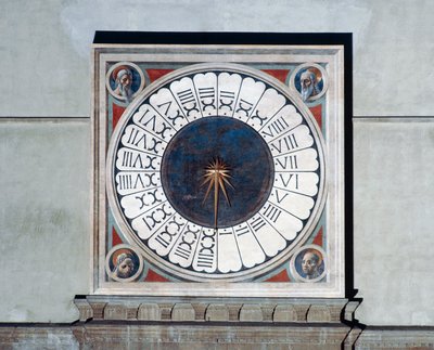 預言者の頭が描かれた時計の文字盤 作： Paolo Uccello